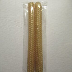 1 Pair, 8" Bees Wax Candles, Gold w/ Gold Glitter, Handmade, Organic, Designer